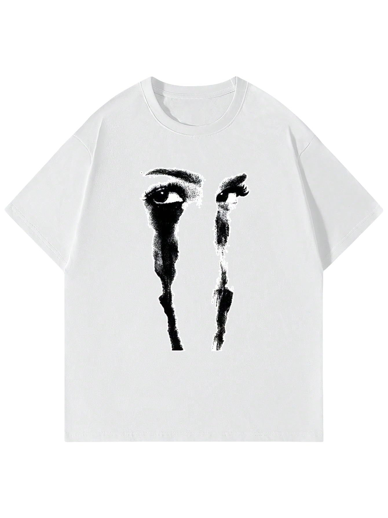 Velour Arc Letter Print Graphic T Shirt Tops White Figure