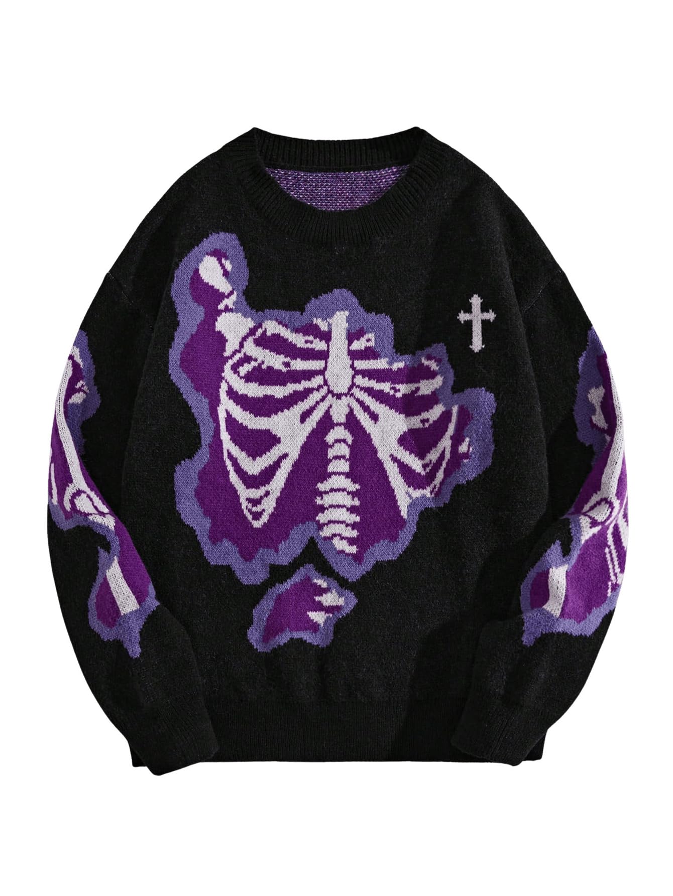 Velour Arc Graphic Print Drop Shoulder Sweater