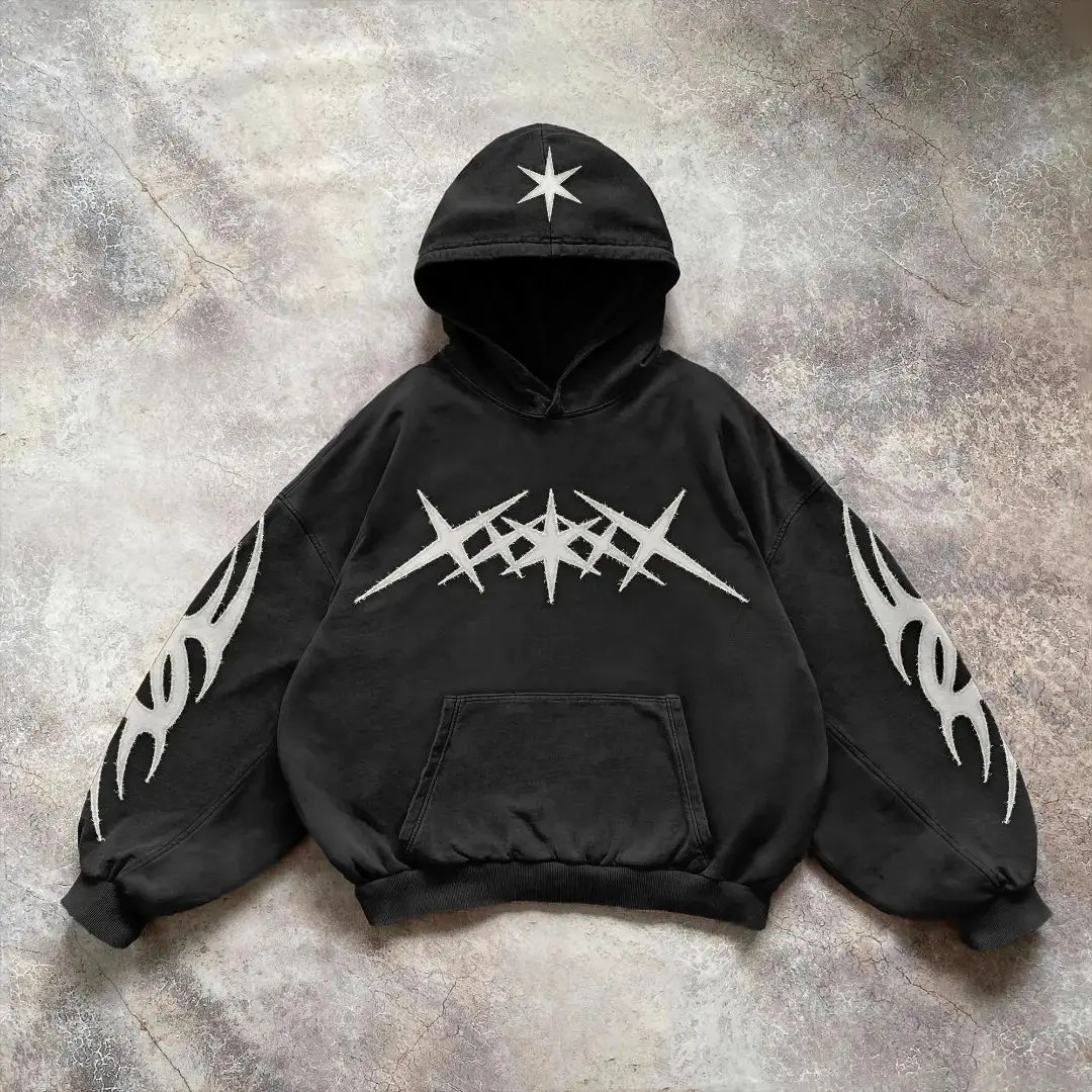 Velour Arc Grunge Pullover Hoodie