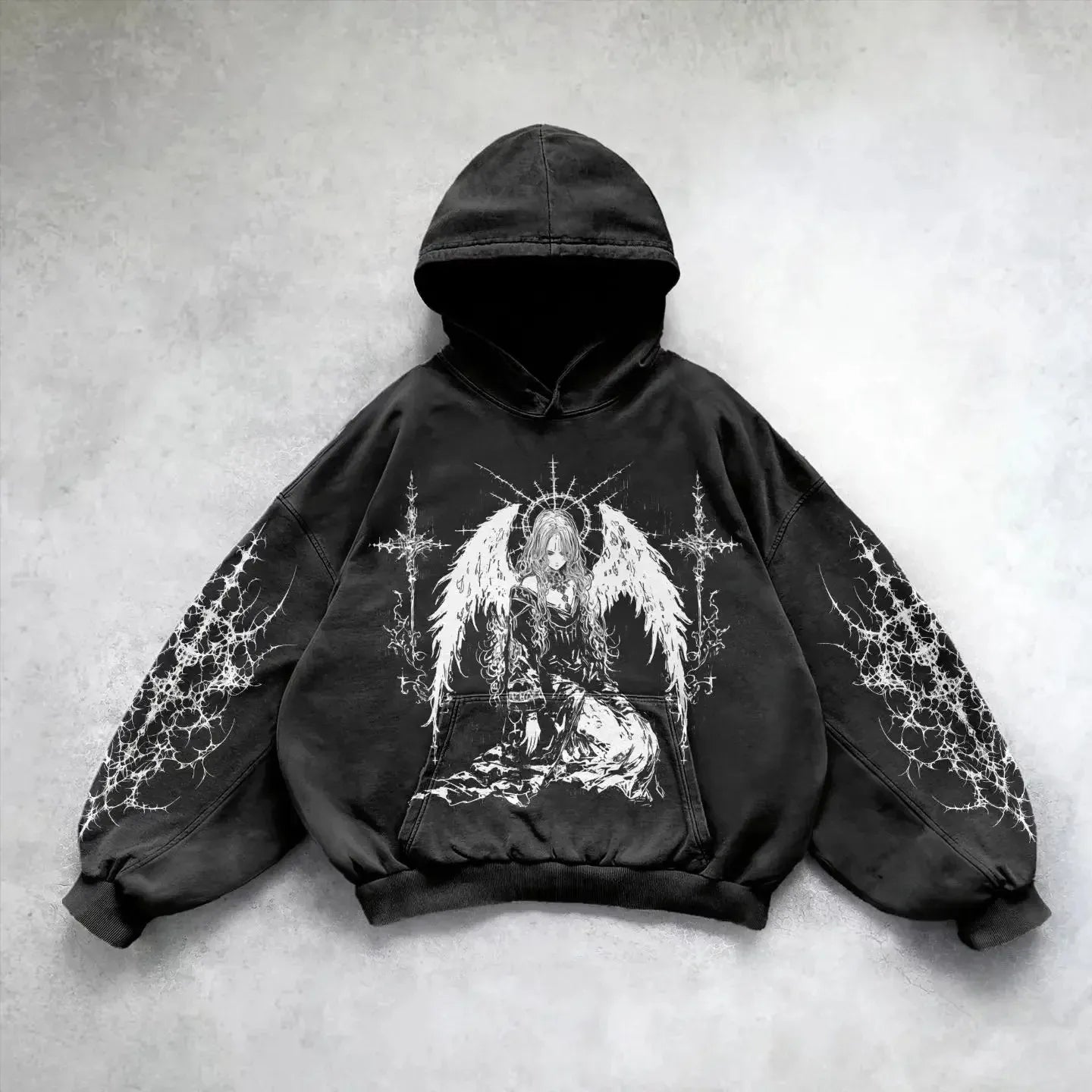 Velour Arc Hip Hop Printed Hoodie