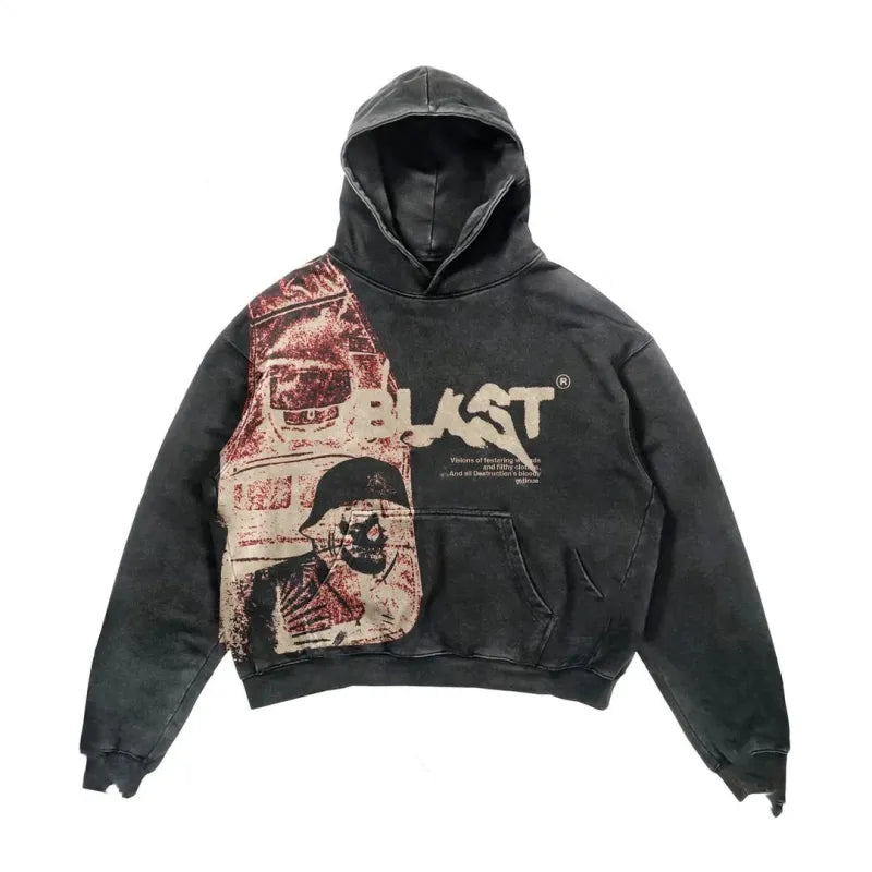 Velour Arc Hoodie Coats Sreetwear Gothic Casual Alphabet