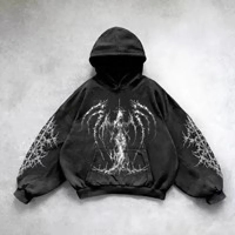 Velour Arc Hip Hop Printed Hoodie