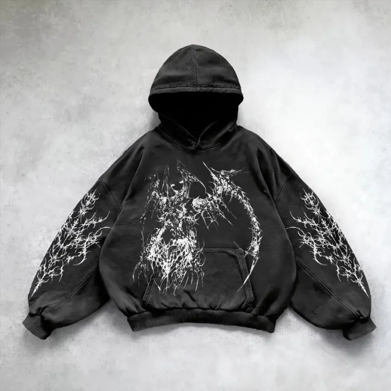 Velour Arc Hip Hop Printed Hoodie