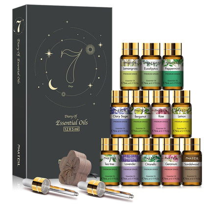 Essential Oil Set 12x5ml Essential Oils Set with Diffused Wood Essential Oils for Diffusers DIY Candle Soap Making