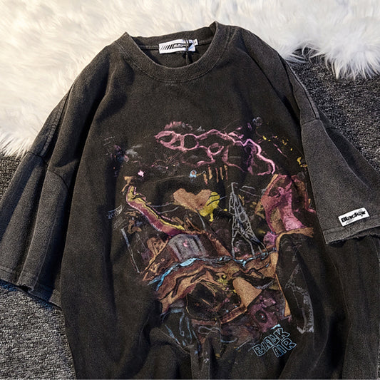 Velour Arc Vintage Loose Graphic T-Shirt