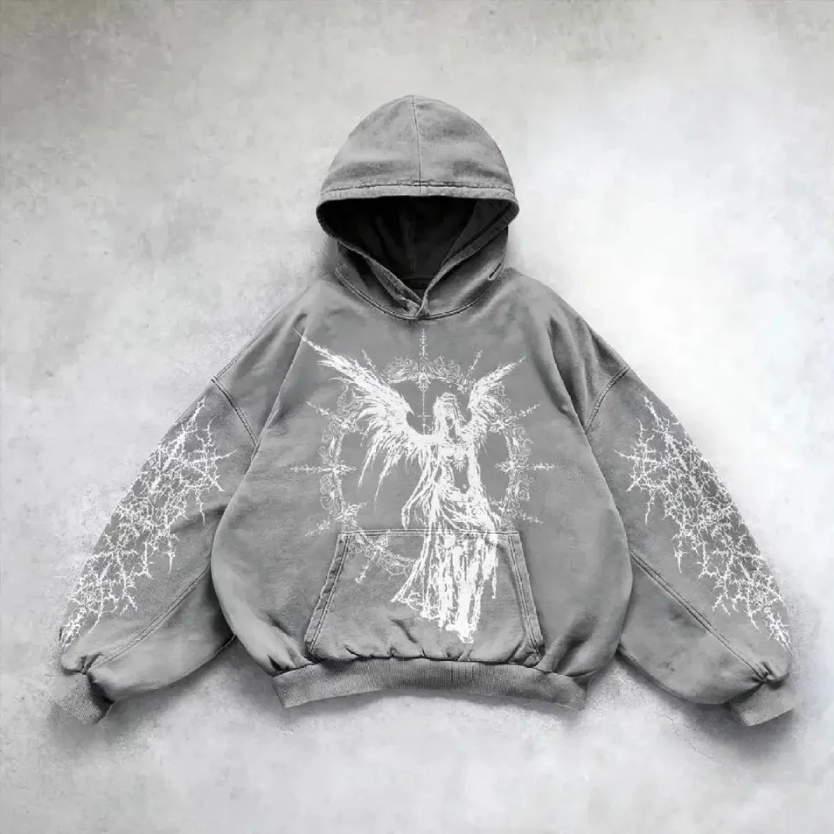 Velour Arc Hip Hop Printed Hoodie