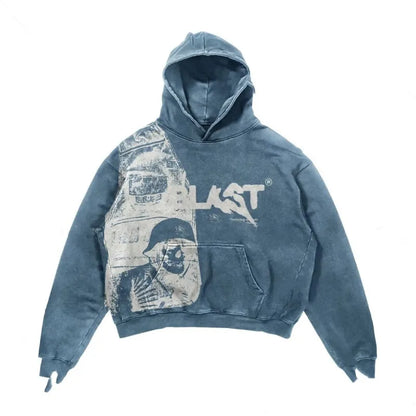 Velour Arc Hoodie Coats Sreetwear Gothic Casual Alphabet