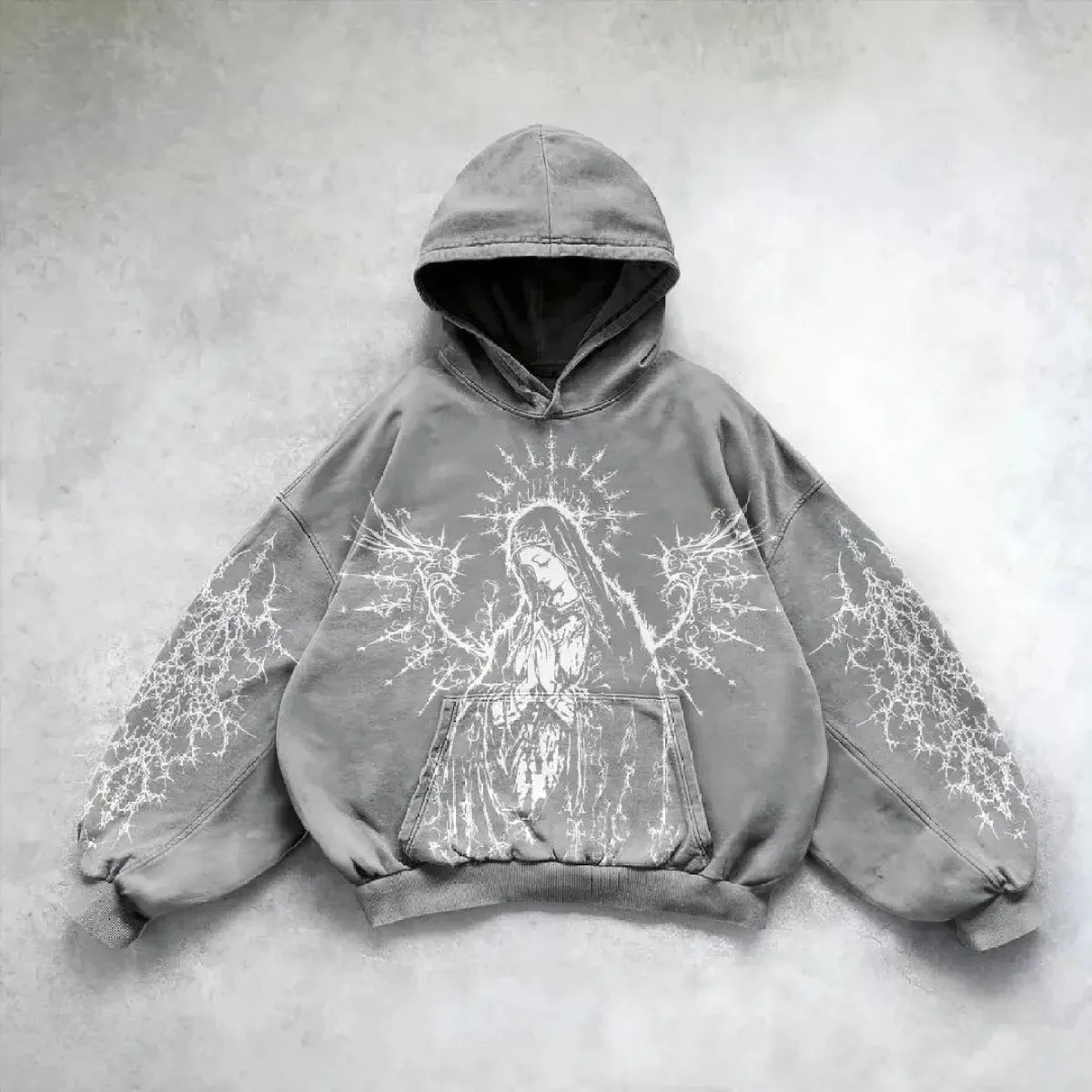 Velour Arc Hip Hop Printed Hoodie