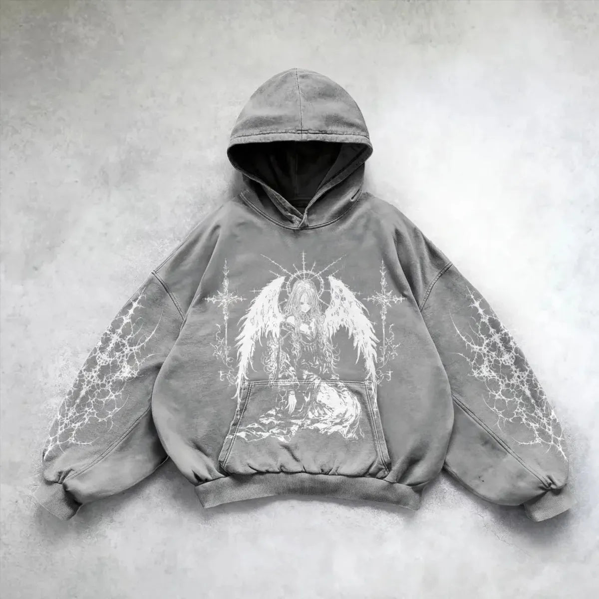 Velour Arc Hip Hop Printed Hoodie