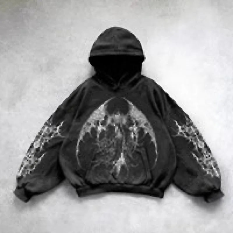 Velour Arc Hip Hop Printed Hoodie