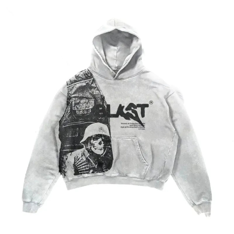 Velour Arc Hoodie Coats Sreetwear Gothic Casual Alphabet