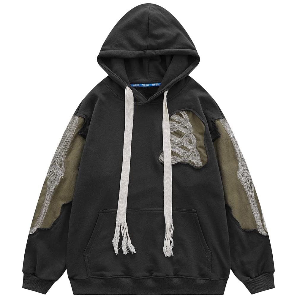 Velour Arc Vintage Oversized Embroidery Hoodie Streetwear Hoodies Sweatshirt Casual Hooded