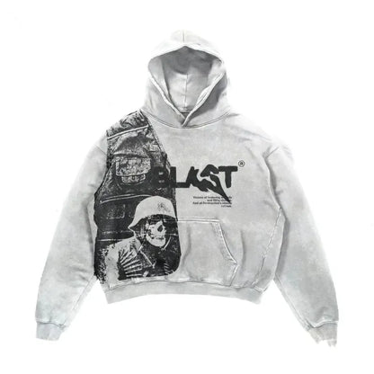 Velour Arc Hoodie Coats Sreetwear Gothic Casual Alphabet
