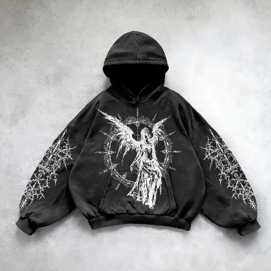 Velour Arc Hip Hop Printed Hoodie